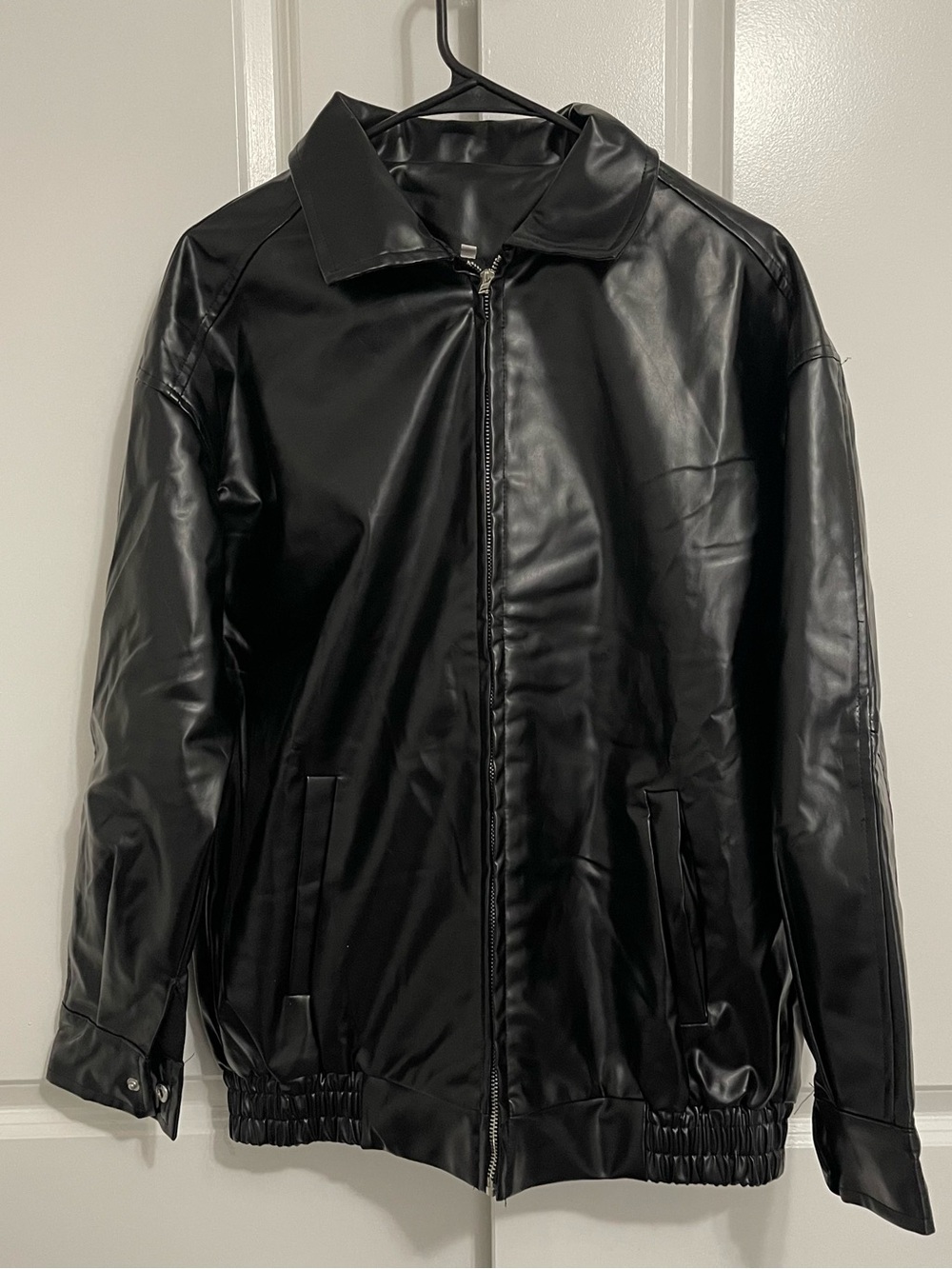 Y2K Women's Black Faux Leather Zip-Front Jacket
